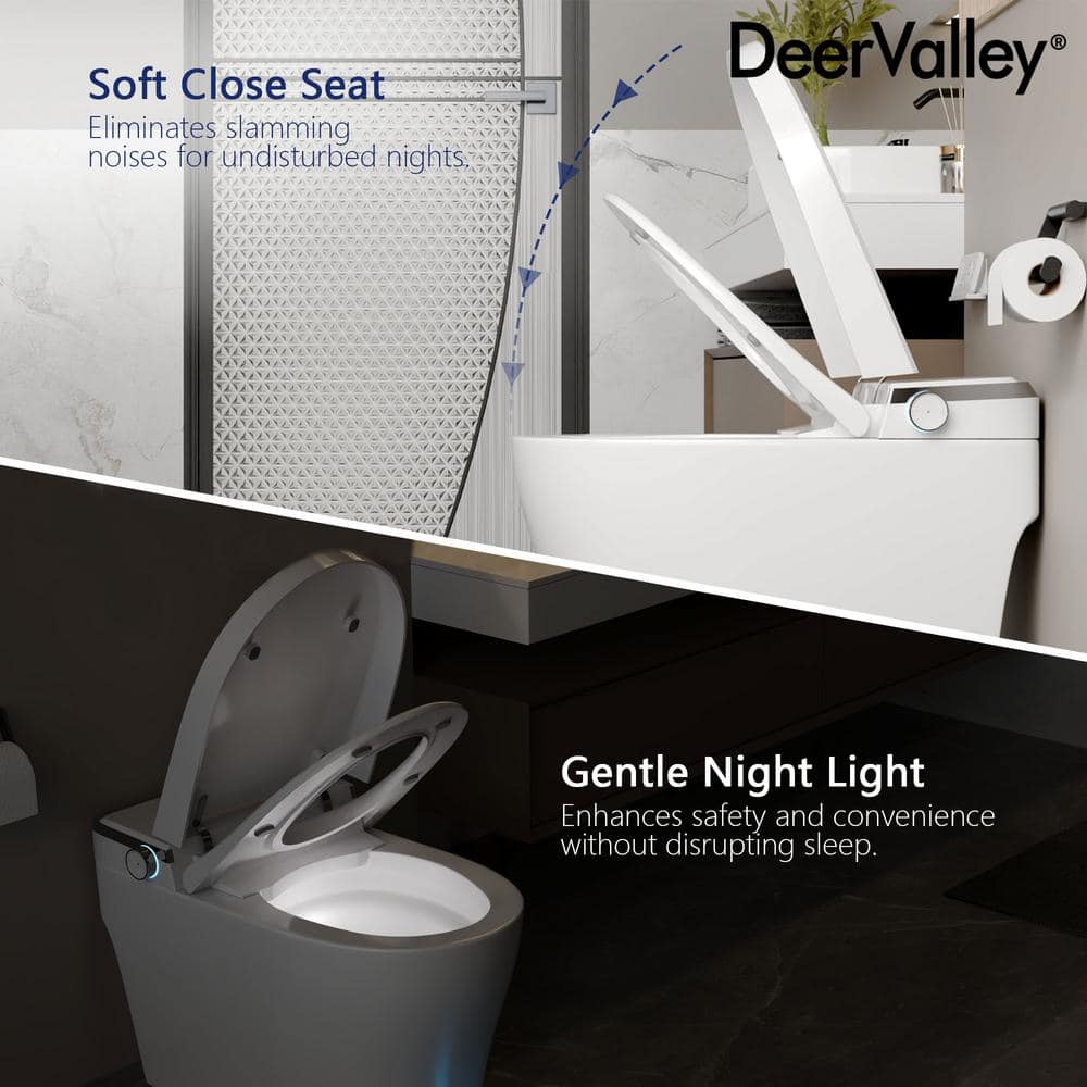 Elongated White Smart Toilet with Heated Seat and Warm Wash