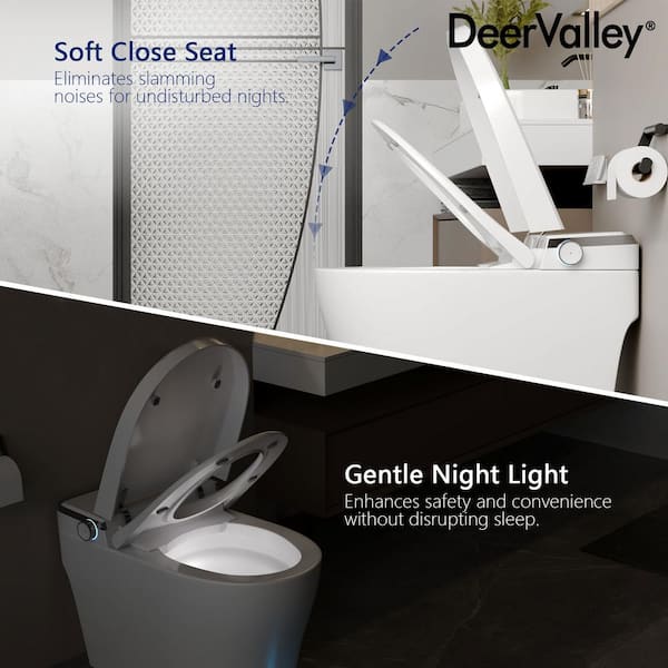 Elongated Smart Bidet Toilet with Heated Seat and Soft Close in White
