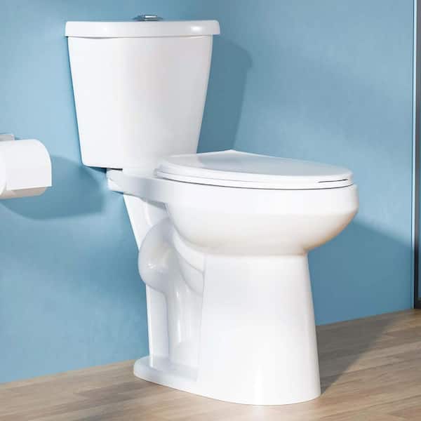 12 inch 2-piece 1.1/1.6 GPF Water-Efficient Dual Flush Elongated Heightened Toilet in White Soft Closing Seat Included