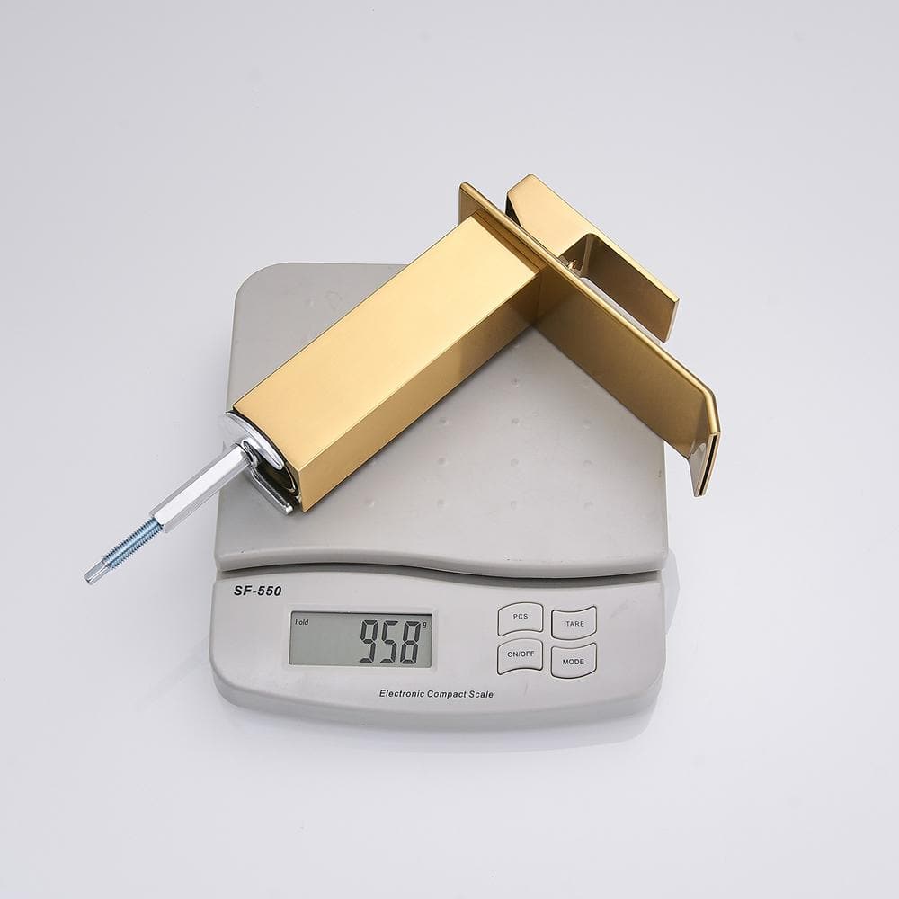 Brushed Gold Single-Handle Low-Arc Bathroom Faucet with Supply Line