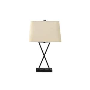 24.5 in. Beige Transitional Integrated LED Bedside Table Lamp with Beige Linen Shade and USB Port