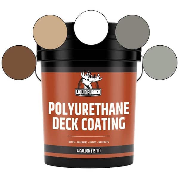 Polyurethane Deck Coating 4 Gal. 10x Stronger than Paint - Sealant for Pool Decks, Patios, Porches - Textured Misty Gray