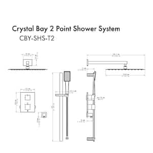 ZLINE Crystal Bay 2-Spray Patterns with 2 GPM 15.8" Wall Mount Rainfall Dual Shower Heads in Brushed Nickel