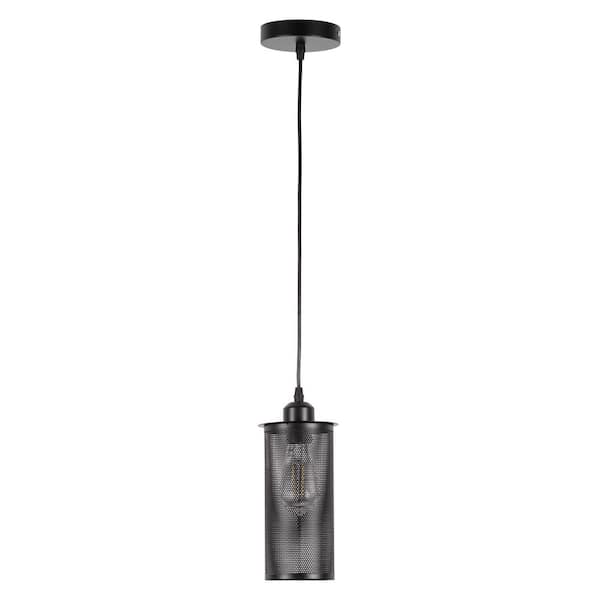 Emeritpro 1-Light Industrial Black Pendant Light with Cylinder Shade E26 Ceiling Hanging Light Fixture, Bulb Not Included