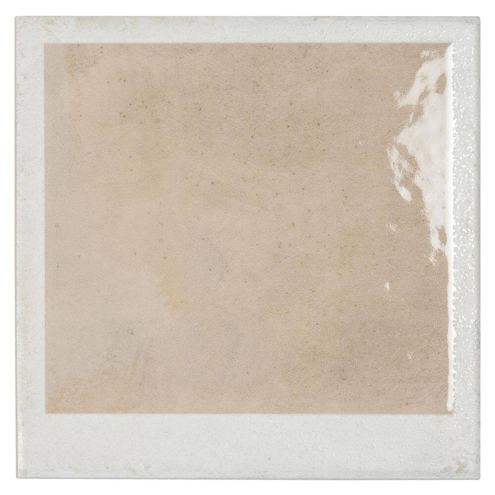 Cadence 8 in. x 8 in. Matte, Glossy Gray Beige Porcelain Square Motif Tile Sample (0.44 sq ft) price history on PriceWatchPro
