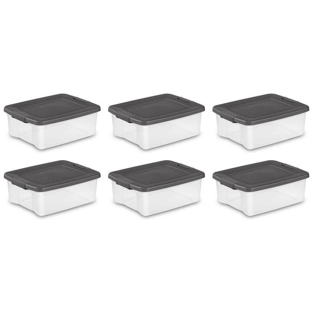 Sterilite 25-Quart Shelf Tote with Flat Gray Lid and Platinum Latches (12  Pack) 12 x 19363V06 - The Home Depot