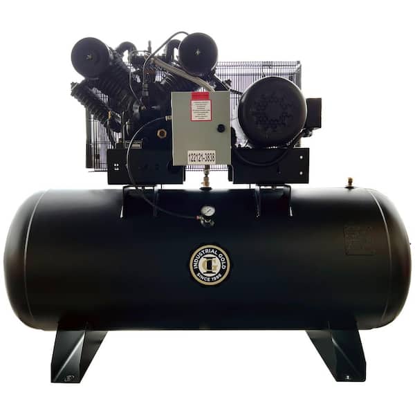 Industrial Gold 120 Gal. 10 HP Horizontal 3-Phase Low RPM 175 PSI Electric Air Compressor with Quiet Operation