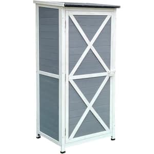 1.7 ft. x 4.7 ft. Gray Wooden Storage Shed with Shelves