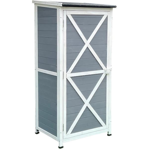 Hanover 1.7 ft. x 4.7 ft. Gray Wooden Storage Shed with Shelves
