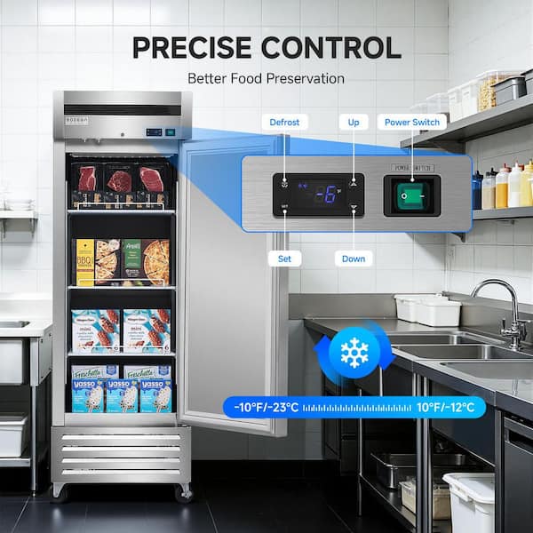 27 in 19.14 cu. ft Single Door Reach in. Freezer -10℉-10℉, Commercial Upright Freezer for Restaurant in Stainless Steel