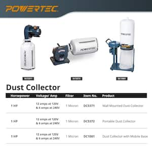 1 HP, 560 CFM Wall Mounted Dust Collector with 1 Micron Dust Collector Bag and 1 Extra Replacement Dust Filter Bag