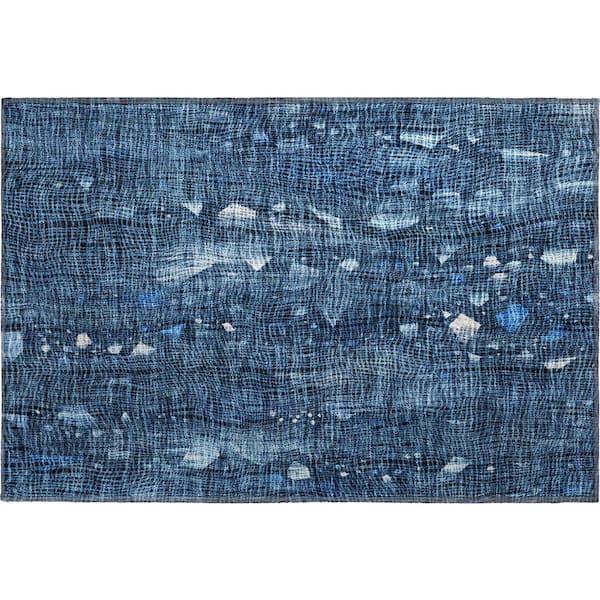 Mayfield Premium Machine Washable Abstract AMF2092 Blue 2 ft. x 3 ft. Accent Rug