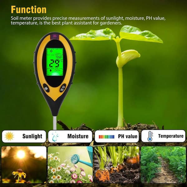 4 in1 Plant Soil PH Tester Moisture Light Meter Thermometer