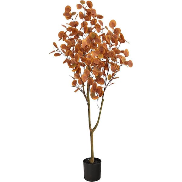 4 ft. Artificial Eucalyptus Tree in Black Pot, Artificial Indoor Home Decor Plant