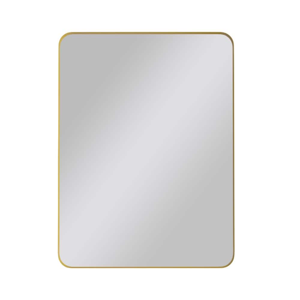Simple Gold 24 in W x 36 in. H Rectangular Wall Mirror Metal Framed Vanity 