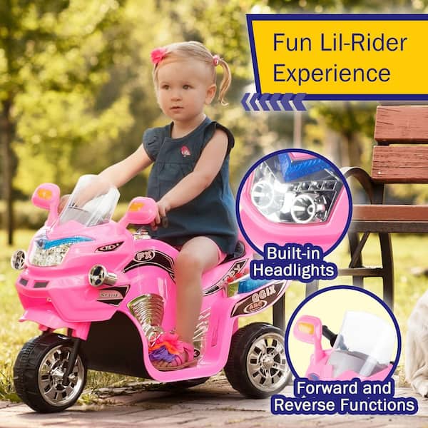 Lil Rider 3-Wheel Battery Powered Motorcycle Ride on Toy in Pink