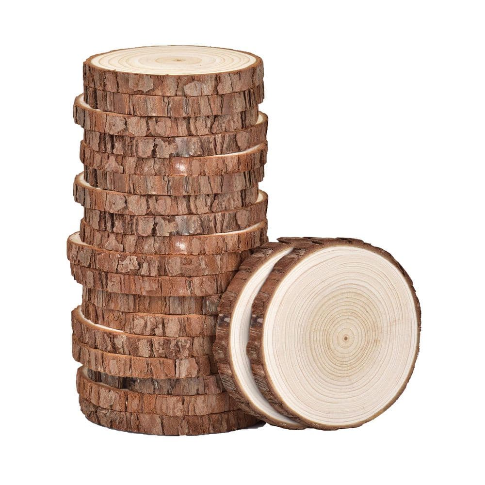 0.4 in. x 3.5-4 in. x 3.5-4 in. Pine Wood Slices Project Panel 20-Pack for DIY Crafts and Decorations price history on PriceWatchPro
