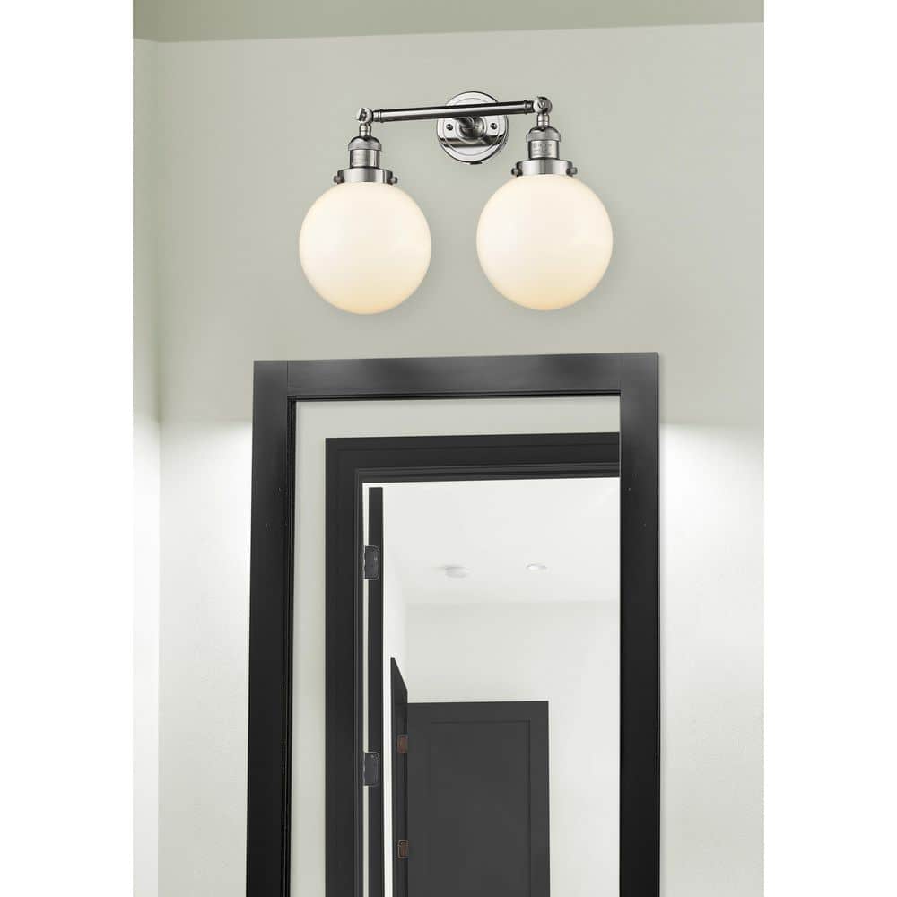 Beacon 19 in. 2-Light Polished Nickel Vanity Light with Glass Shade price history on PriceWatchPro