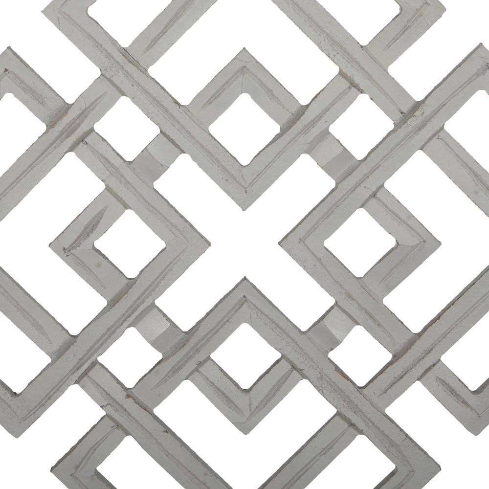 Gray Geometric Carved Wood Wall Decor with Gold Trim