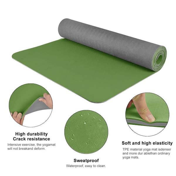 72x24in Non-slip Yoga Mat Tpe Eco Friendly Fitness Pilates Gymnastics Mat  Gift Carrying Strap And Storage Bag
