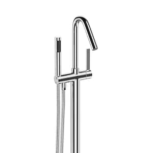 Single-Handle Freestanding Bathtub Faucet with Handheld Shower in Chrome
