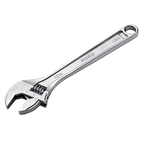 RIDGID 10 in. Adjustable Wrench with Tapered Wide-Capacity Jaw for Tight Spaces