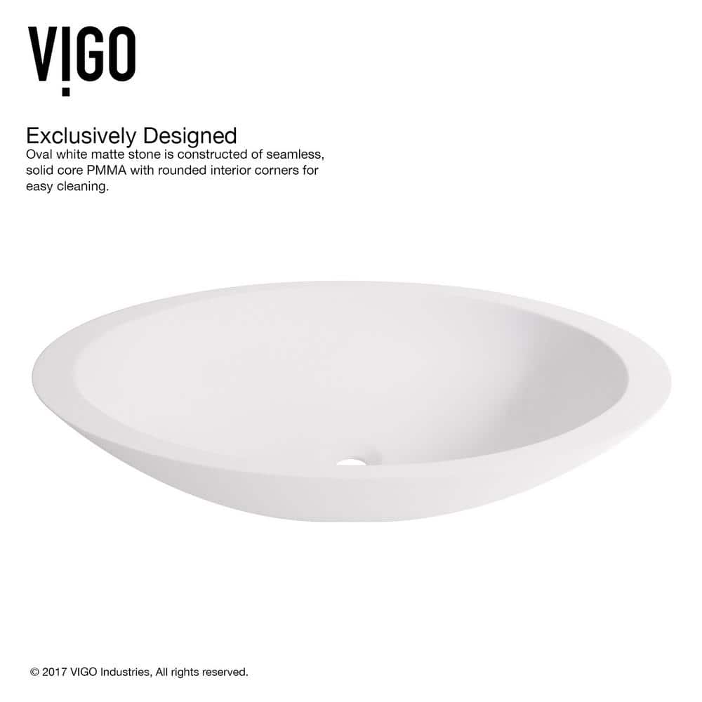 Wisteria 23" White Stone Oval Vessel Sink with Faucet