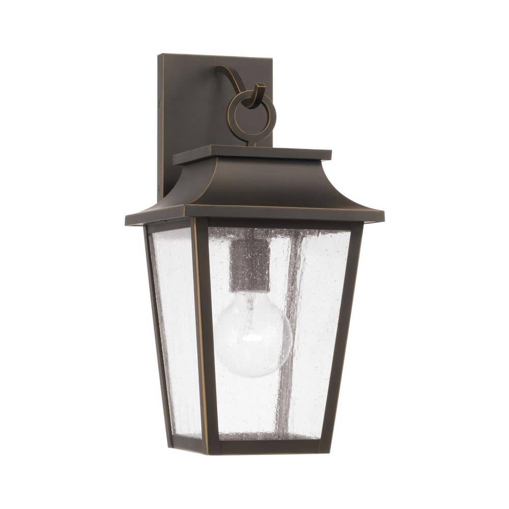 Chandler 16 in. 1-Light Oiled Bronze Outdoor Hardwired Tapered Ripple Glass Wall Lantern Sconce with No Bulbs Included price history on PriceWatchPro