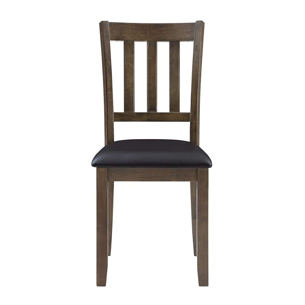 Charcoal Brown 5-Piece Square Dining Set with Faux Leather Seats