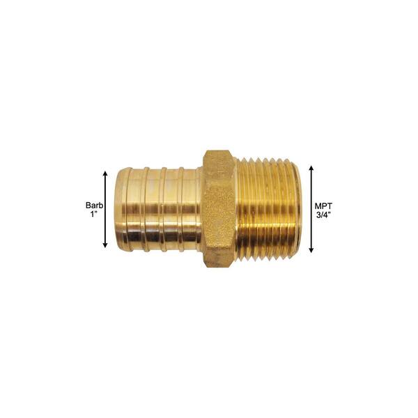 Apollo 1 in. Brass PEX-B Barb x 3/4 in. Male Pipe Thread Reducing Adapter  APXMA134 - The Home Depot