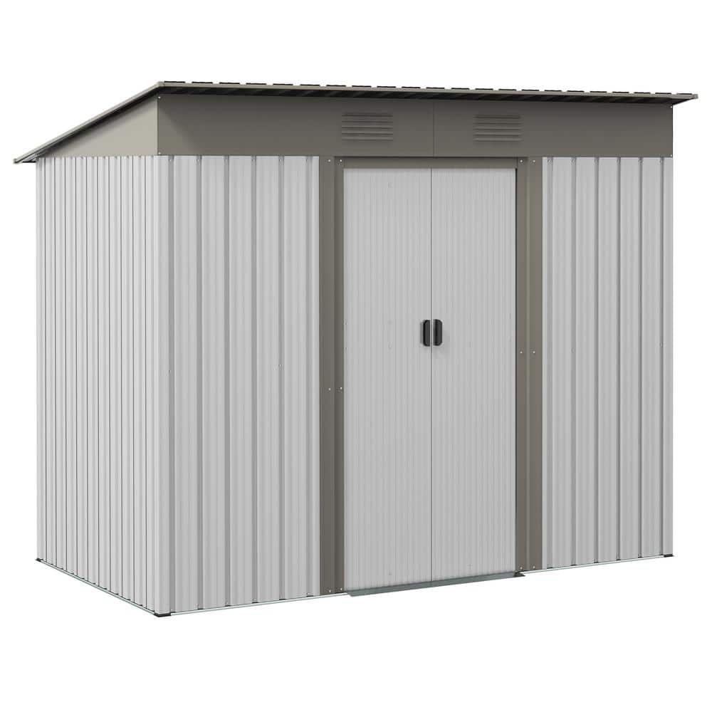 7 ft. W x 4 ft. D Outdoor Metal Tilt Storage Shed with Double Sliding Doors