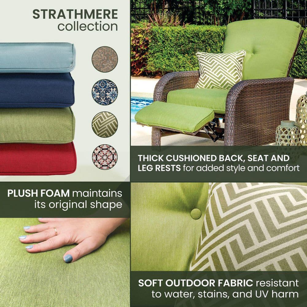 Cilantro Green Wicker and Steel Outdoor Reclining Lounge Chair