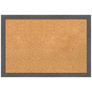 Pinstripe Plank Grey 25.88 in. x 17.88 in. Framed Corkboard Memo Board