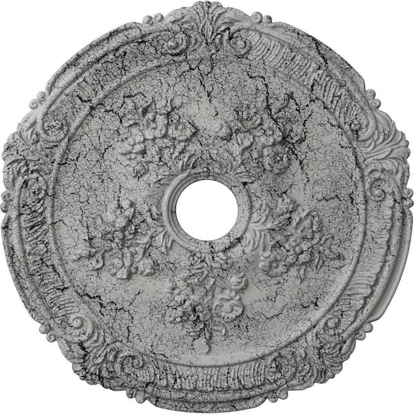 Ekena Millwork 1-1/2 in. x 26 in. x 26 in. Polyurethane Attica with Rose Ceiling Medallion, Ultra Pure White Crackle