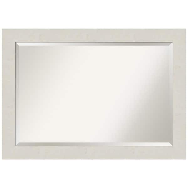 Amanti Art Rustic Plank White 41.5 in. H x 29.5 in. W Framed Wall Mirror
