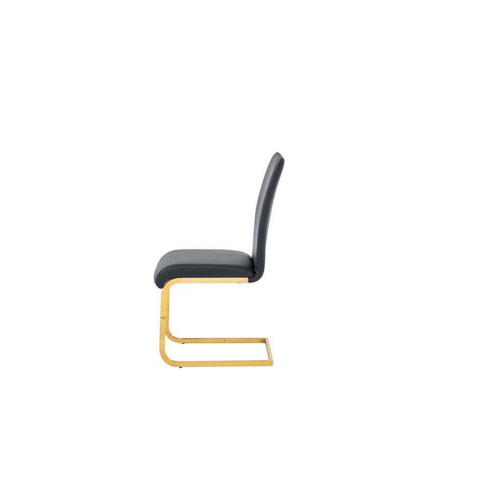 Alison Black Faux Leather and Gold Metal Side Chair