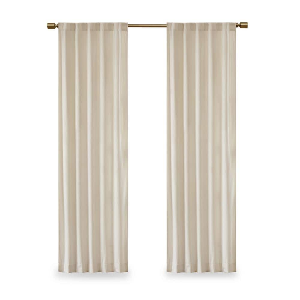 Ivory Ground Length Room Darkening Velvet Curtain Panels