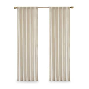 Garett Ivory 37 in. W x 63 in. L 2-Piece Room Darkening Rod Pocket/Back Tab Window Panel Pair