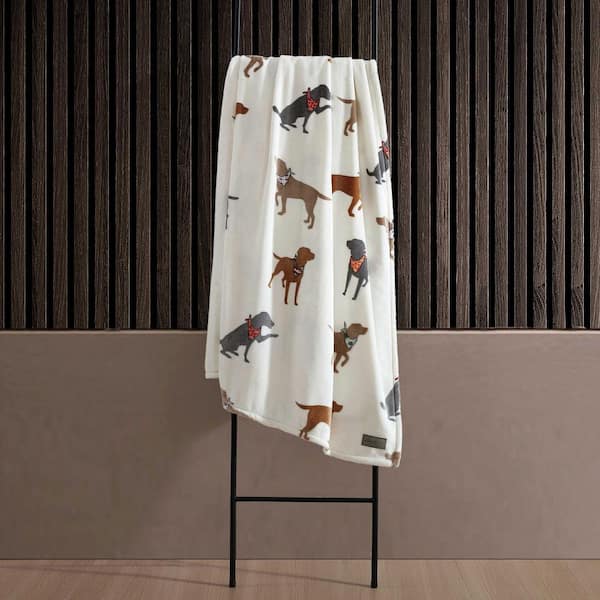 Eddie Bauer Dogs With Scarves Grey Ultra Soft Plush Fleece Twin