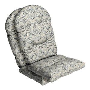 20 in. x 18 in. Outdoor Plush Modern Tufted Rocking Chair Cushion, Neutral Aurora Damask (Set of 2)