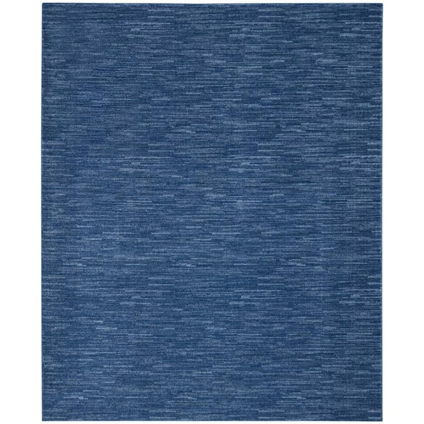 Nourison Essentials 5 ft. x 7 ft. Navy Blue Solid Contemporary Indoor/Outdoor Patio Area Rug
