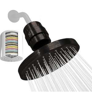 8 in. Round 23-Stage Shower Filter Head with Water Filter Cartridge Reduces Chlorine High Pressure in Bronze