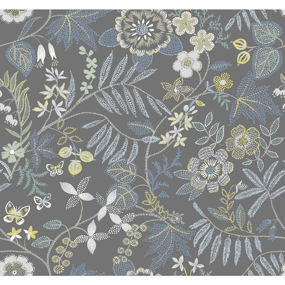 SCOTT LIVING Marilyn Light Grey Floral Trail Wallpaper Sample 4034 ...