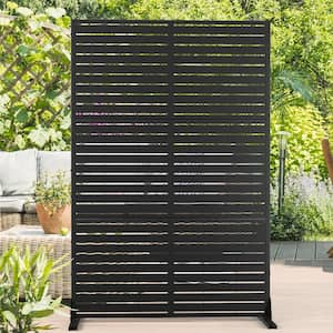 72 in.H x 47 in.W Galvanized Metal Wall Sculptures Outdoor Privacy Screens Garden Fence Louvered in Black