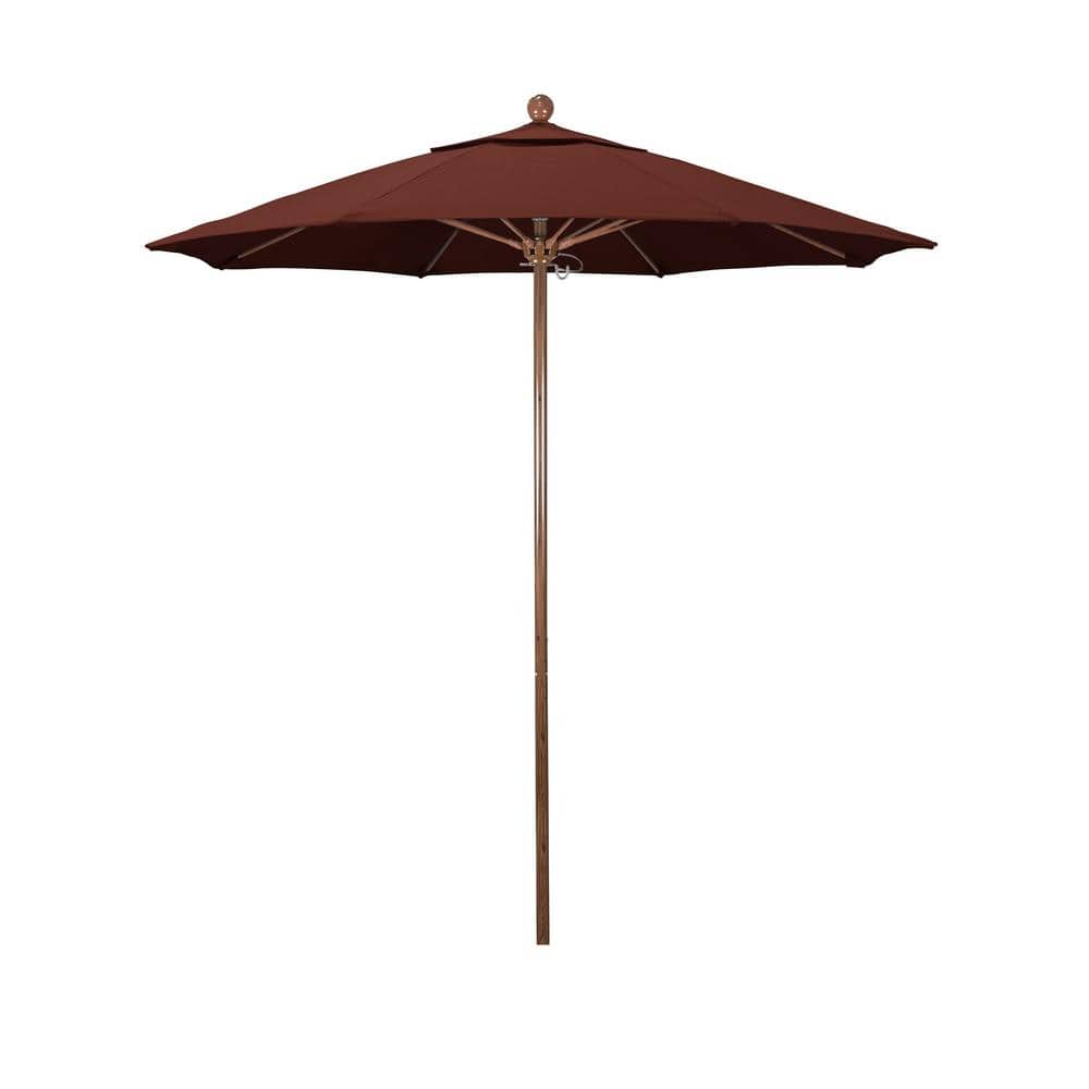 7.5 ft. Woodgrain Aluminum Commercial Market Patio Umbrella Fiberglass Ribs and Push Lift in Henna Sunbrella price history on PriceWatchPro