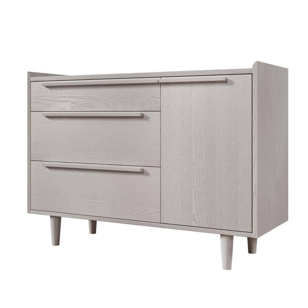 45.3 in. W x 16.9 in. D x 32.7 in. H Stone Gray Wood Linen Cabinet with 3-D