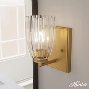 Rossmoor 1-Light Luxe Gold Wall Sconce with Glass Shade