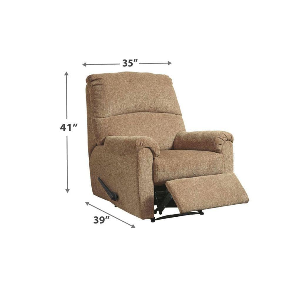 Beige Metal Frame Zero Wall Recliner with Pillow Top Armrests