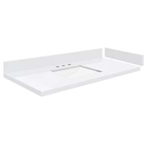 Silestone 43.5 in. W x 22.25 in. D Quartz White Rectangular Single Sink Vanity Top in Miami White