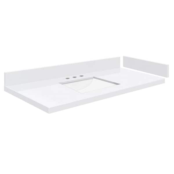 Transolid Silestone 48.75 in. W x 22.25 in. D Qt. White Rectangular Single Sink Vanity Top in Miami White